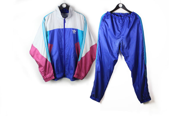Vintage Adidas Tracksuit XLarge blue purple 90s sport style authentic retro windbreaker