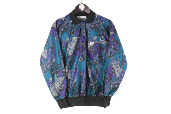Vintage Cerruti 1881 Sweatshirt Small blue purple collared jumper 80s 90s made in Italy sport shirt