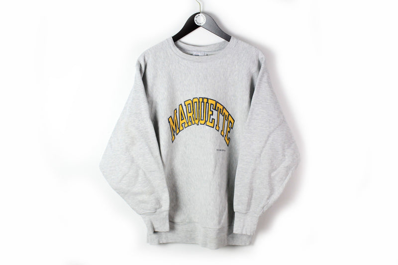 Vintage Marquette Sweatshirt Medium University jumper gray big logo made in USA