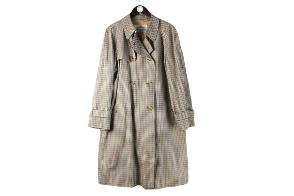 Vintage Aquascutum Coat Women's 14 plaid pattern 90s retro classic England Royal trench jacket