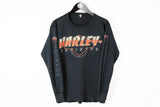 Vintage Harley-Davidson Long Sleeve T-Shirt Small / Medium 90s retro style black big logo tee sweatshirt