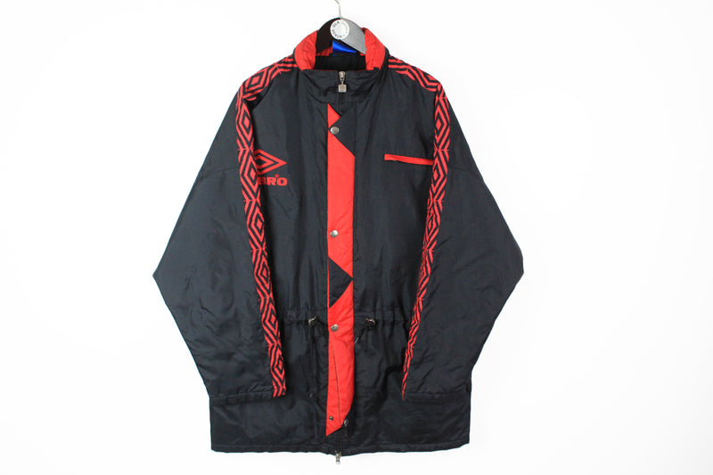 Vintage Umbro Jacket Large black red 90s sport style 