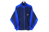 Vintage Adidas Track Jacket Large size men's navy blue 90's style retro sport wear authentic athletic windbreaker full zip training clothing