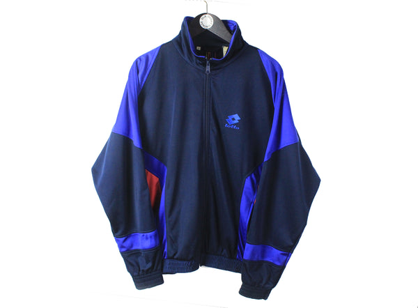Vintage Lotto Track Jacket Medium navy blue 90s windbreaker full zip retro style jacket