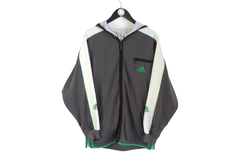 Vintage Adidas Track Jacket Large big logo 90's hooded full zip jumper