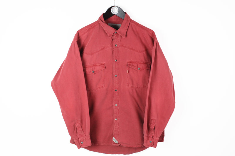 Vintage Levis Shirt Large red 90s button up 