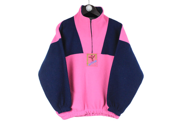Vintage Fleece Half Zip XSmall size men's unisex pink bright outdoor mountain sweatshirt ski sport athletic clothing 90's rare retro warm sweat