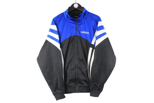 Vintage Adidas Tracksuit XLarge black blue 90s retro jacket and pants sport style windbreaker