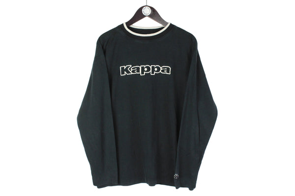 Vintage Kappa Long Sleeve T-Shirt Large size big logo retro shirt black basic streetwear sport athletic style 90's retro swearshirt