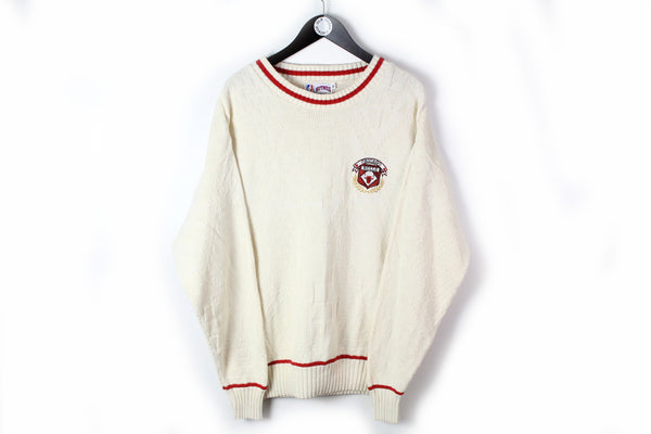 Vintage Chicago Bulls Nutmeg Sweater XLarge white 90s oversize winter small logo NBA jumper
