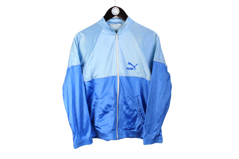 Vintage Puma Track jacket Small blue full zip 80's sport style windbreaker 