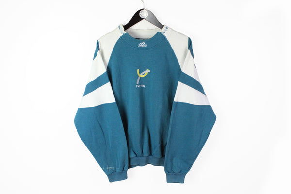 Vintage Adidas Equipment FairPlay Sweatshirt Large blue big logo 90s authentic rare crewneck