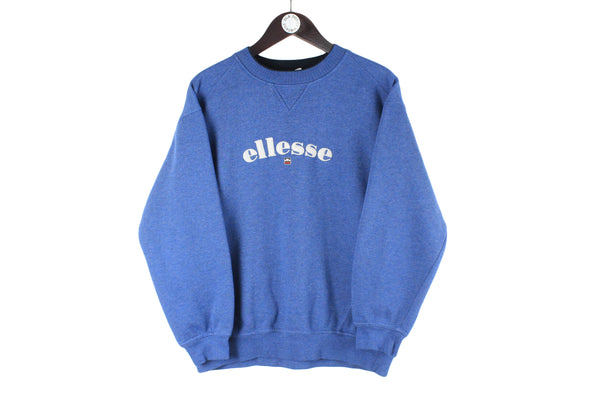 Vintage Ellesse Sweatshirt Women's Large blue big logo crewneck sport style 90s jumper