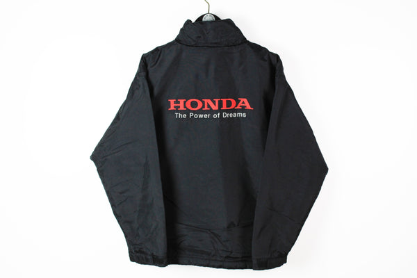 Vintage Honda Jacket Large black big logo 90s sport windbreaker Jerzees 