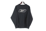 Vintage Reebok Sweatshirt Medium / Large black big logo UK style crewneck 90's sport jumper