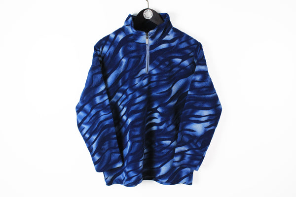Vintage Fleece 1/4 Zip Small marina blue 90s ski style sweater 