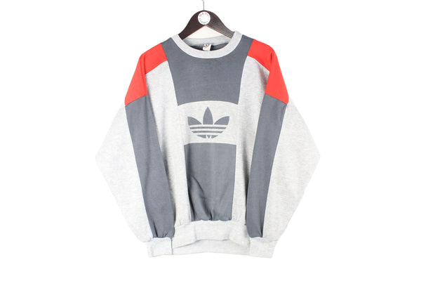 Vintage Adidas Sweatshirt Small gray big logo 90s crewneck sport style jumper