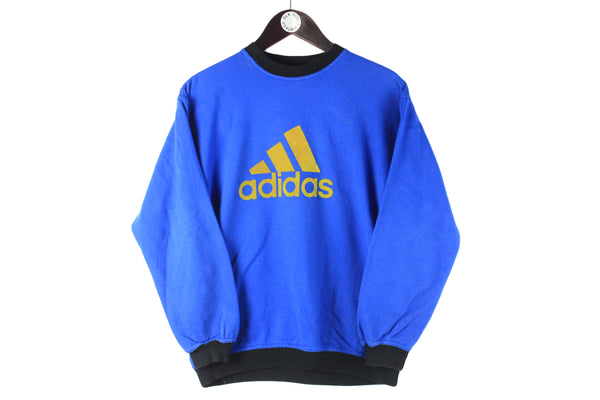 Vintage Adidas Sweatshirt Women's Medium  blue big logo 90s retro crewneck sport jumper