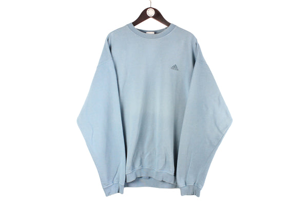 Vintage Adidas Sweatshirt XXLarge blue small logo 90s retro crewneck oversize jumper