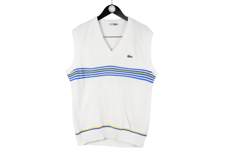 Vintage Lacoste Vest XLarge size men's knitted sleeveless jumper basic classic laco sweater tennis sport authentic athletic wear 90's 80's style