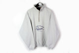 Vintage Gant Sweatshirt 1/4 Zip XLarge gray big logo Lake Placid team coach 90s sport style jumper