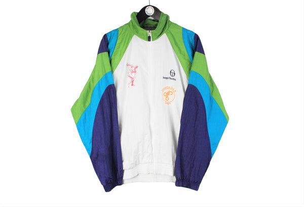 Vintage Sergio Tacchini Track Jacket Medium size men's sport wear 90's style authentic athletic windbreaker running training rare retro clothing full zip