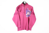 Vintage Maser Sweatshirt 1/4 Zip Women's 42 pink cotton jumper