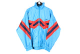Vintage Adidas Track Jacket Large size men's blue bright 90's 80's style sport wear full zip retro rare training running athletic windbreaker