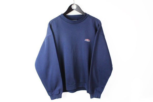 Vintage Umbro Sweatshirt Large / XLarge navy blue small logo 90s sport style UK crewneck