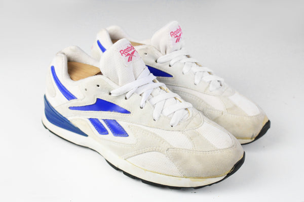 Vintage Reebok Sneakers Women's US 7 white blue classic 90s retro rapide sport trainers shoes