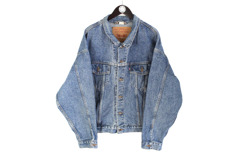 Vintage Levis Denim Jacket XLarge blue made in Mexico 90's heavy jean coat