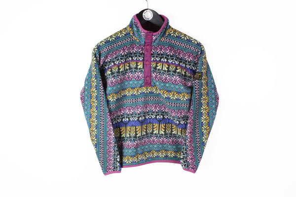 Vintage Burton Fleece Snap Buttons Women's XSmall multicolor 90s sport style snowboard sweater
