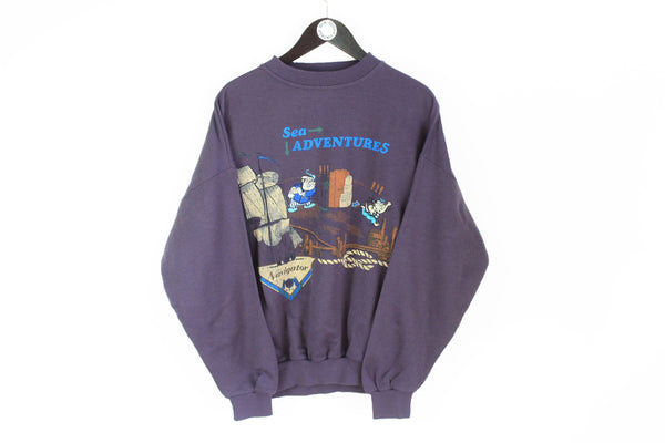 Vintage Sea Adventures Sweatshirt Medium purple 90's crewneck retro style jumper