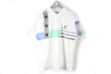 Vintage Sergio Tacchini Polo T-Shirt Large white multicolor tennis sport tee