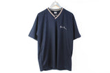 Vintage Gianni Versace T-Shirt XXLarge bootleg polyester navy blue v-neck tee 80s