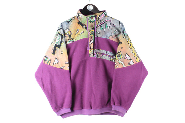 Vintage Maser Fleece 1/4 Zip Small made in Austria abstract pattern ski sweater 90s classic sport winter style