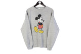 Vintage Mickey Mouse Disney Sweatshirt Large size men's big logo retro pullover 90's style jumper gray cartoon world unisex oversize long sleeve street wear