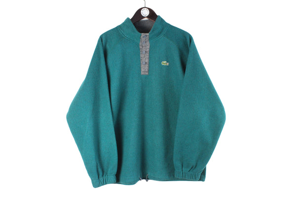 Vintage Lacoste Fleece Large green small logo 90s retro made in France ski sweater