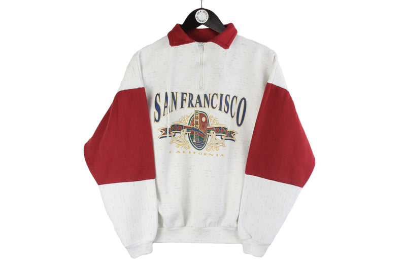 Vintage San Francisco Sweatshirt Small size men's big logo sport athletic authentic 90's 80's style cotton jumper unisex California USA outfit collared sweat