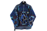 Vintage Fleece Small size abstract pattern multicolor bright style retro rare 90's 80's clothing 1/4 zip hipster windbreaker jumper unique authentic wear street style warm sweatshirt ski mountain sport snowboard clothing