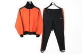 Vintage Adidas Tracksuit Small orange black rare 80's sport suit
