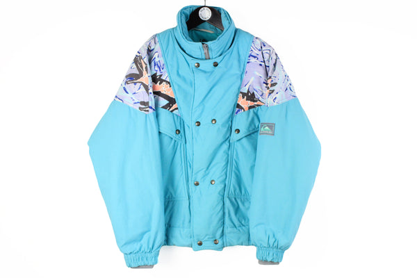 Vintage Quiksilver Jacket Large blue 90s ski style abstract pattern blue jacket