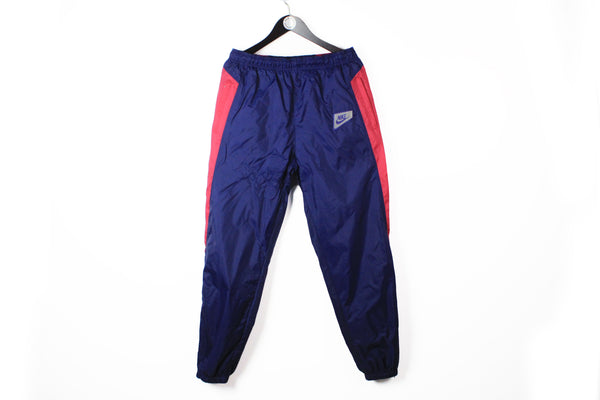 Vintage Nike Track Pants Large navy blue small logo 90s trousers 