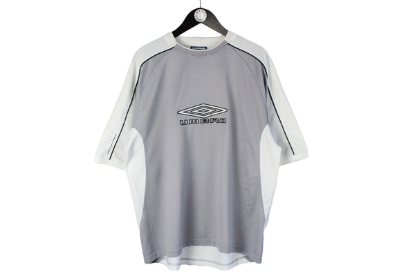 Vintage Umbro T-Shirt XXLarge size men's oversize basic gray tee sport wear big logo top authentic athletic street style hip hop USA 90's retro shirt