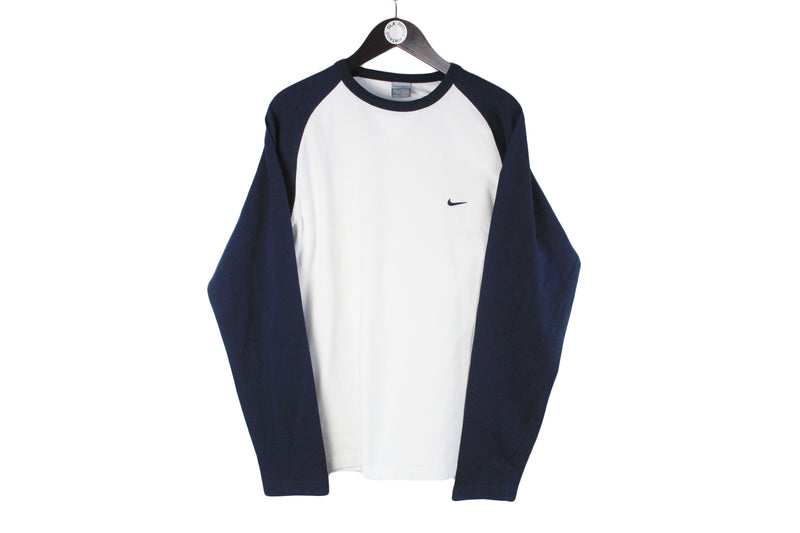 Vintage Nike Long Sleeve T-Shirt Large crewneck sport jumper sweatshirt 00s small swoosh logo