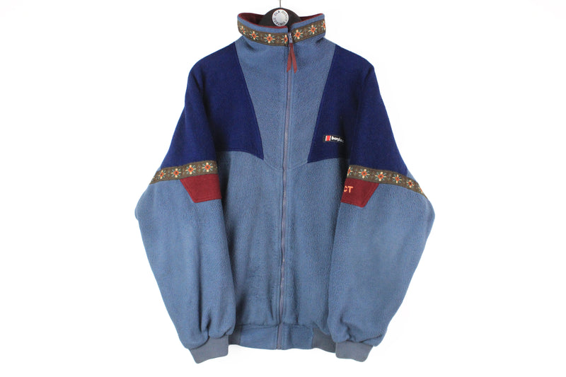 Vintage Berghaus CXT Fleece Full Zip Large retro outdoor 90s blue sweater