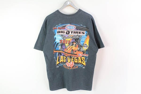 Vintage NHRA Big Tires Nationals 2011 Las Vegas T-Shirt XLarge / XXLarge gray big logo 90s tee