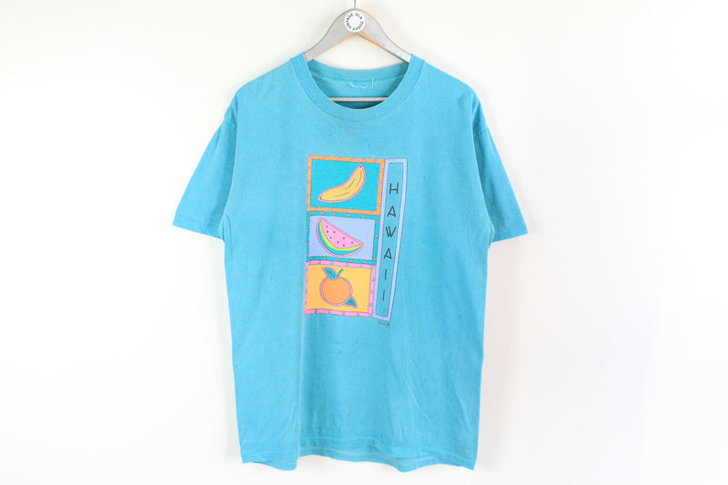 Vintage T-Shirt 1992 XLarge blue Hawaii fruits 90s early rare tee