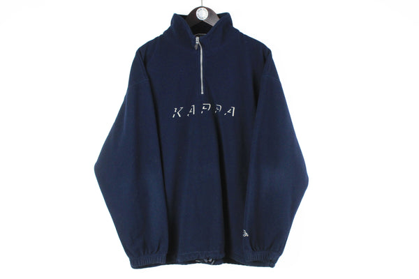 Vintage Kappa Fleece XXLarge big logo navy blue 90s sport sweater