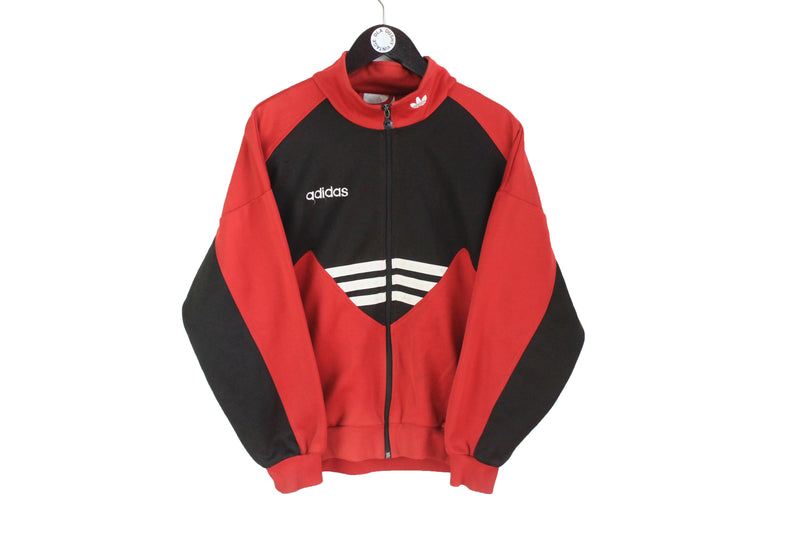 Vintage Adidas Track Jacket Small red black 90's full zip polyester cardigan 